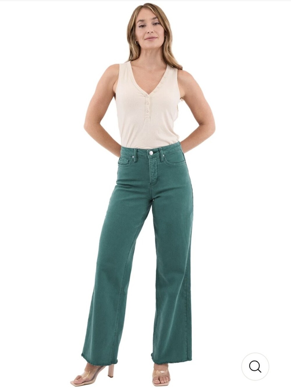 NWT 40.RFM Los Angeles Chloe Frayed Wide Leg Jeans Pants Blue Teal Size 13/31